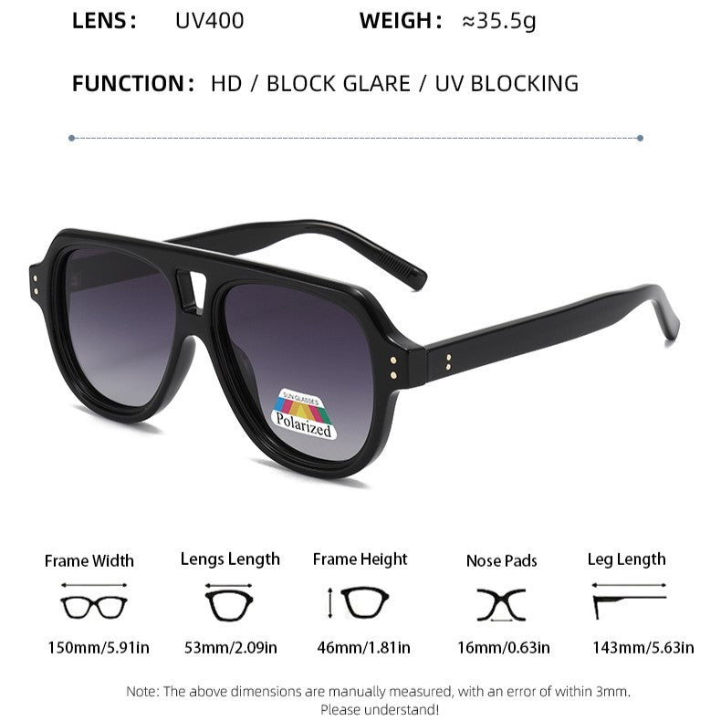 Polarized Double Bridge Aviator Sunglasses - B_GREY - 1