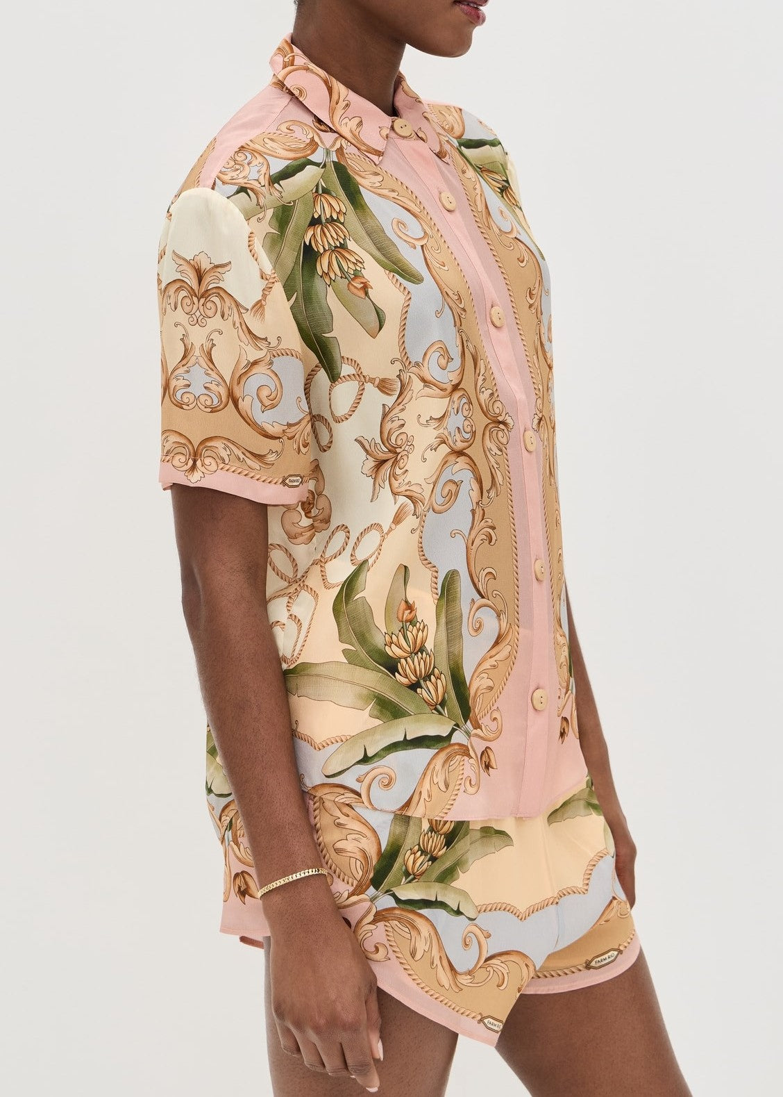 Tropical Scroll Print Shirt and Shorts Set - Decor - 2