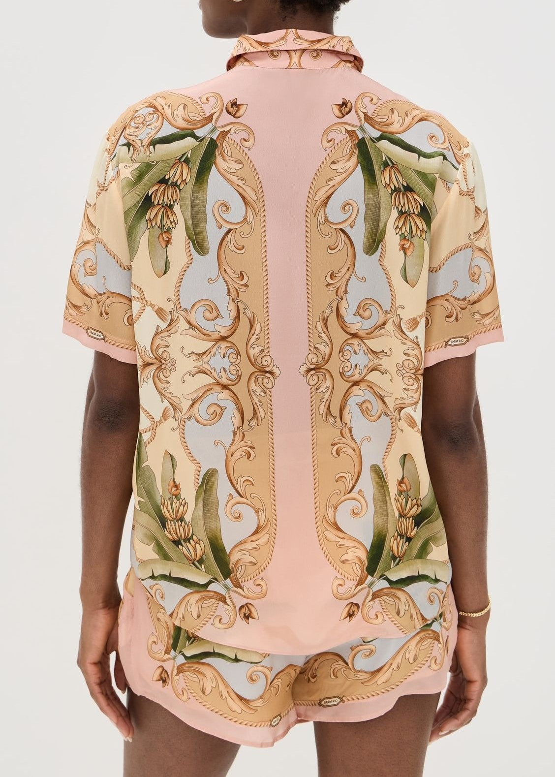 Tropical Scroll Print Shirt and Shorts Set - Decor - 3