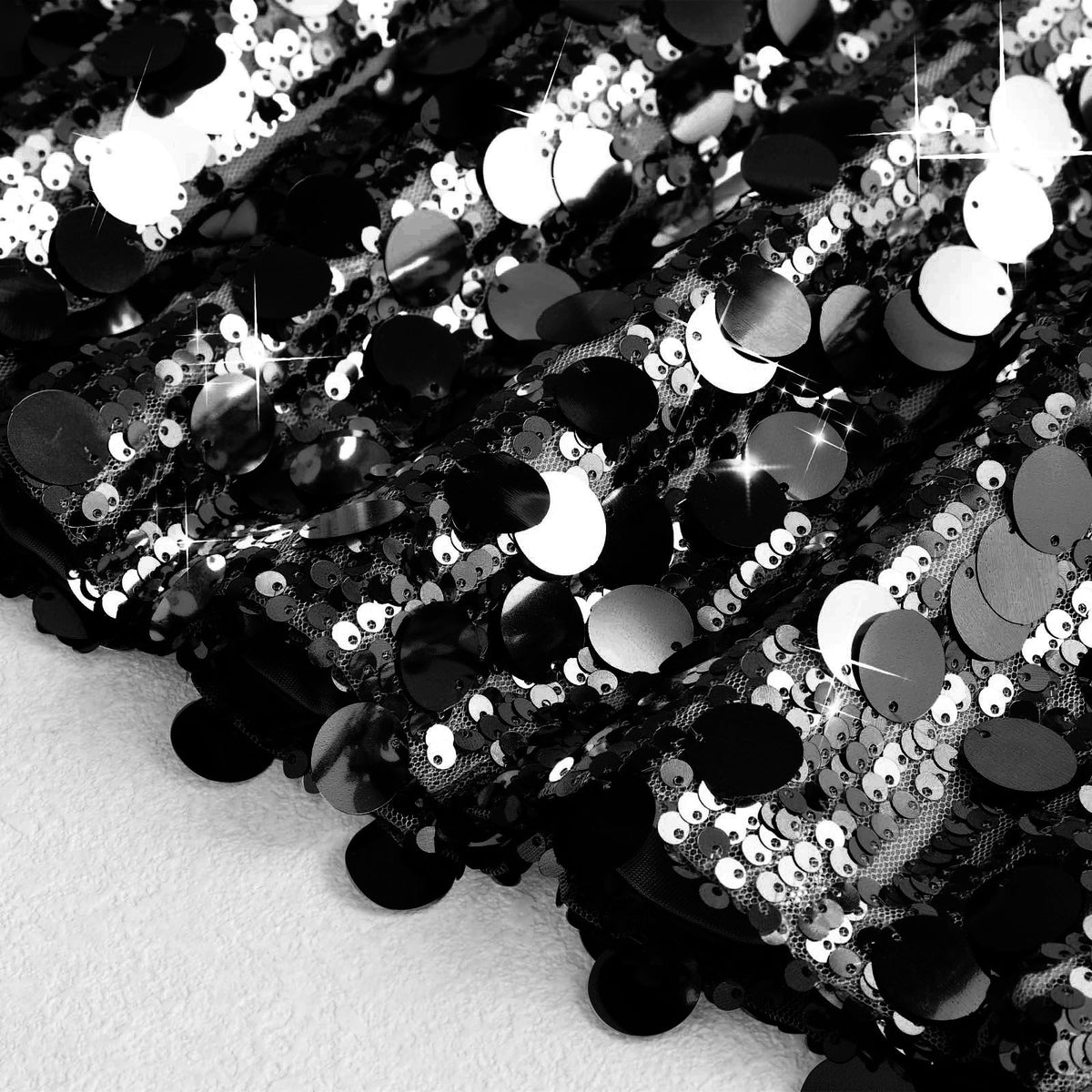 Paillette Sequin Cami Tank With Scalloped Hem - Black - 1