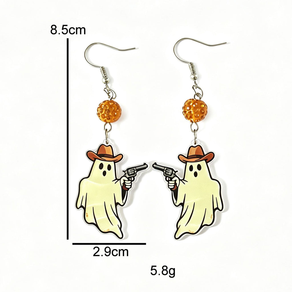 Western Ghost Charm Halloween Drop Earrings - NO-1