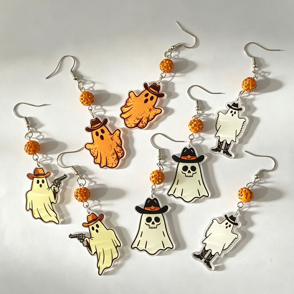 Western Ghost Charm Halloween Drop Earrings - NO-4