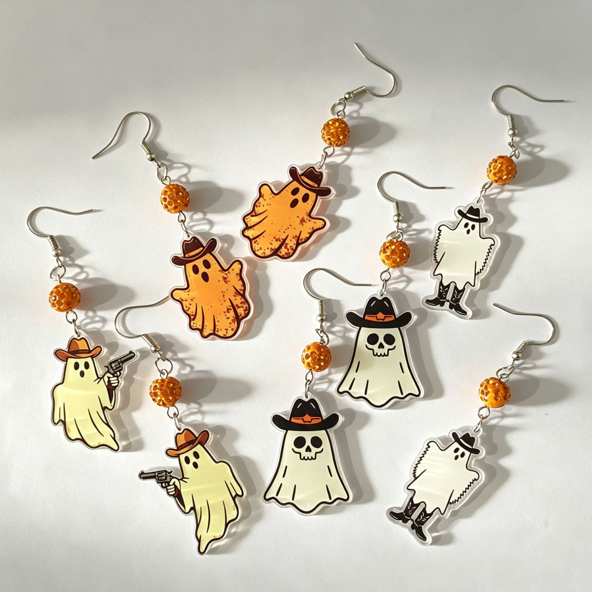 Western Ghost Charm Halloween Drop Earrings - NO-4