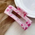 Printed Acetate Rectangle Claw Clip - Love