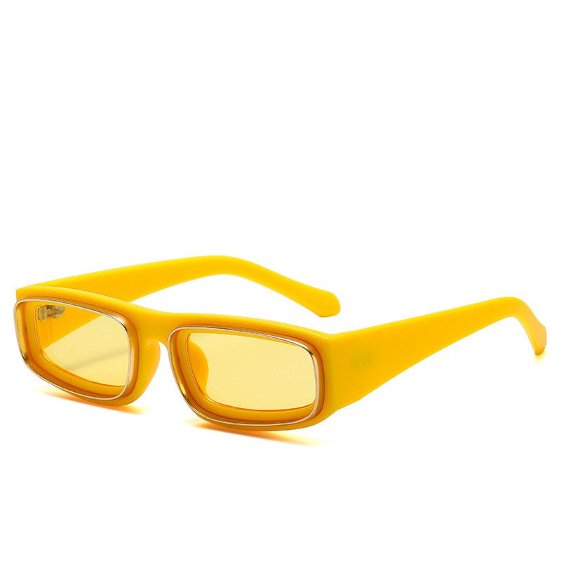 Chunky Rectangle Frame Retro Sunglasses - NO-2