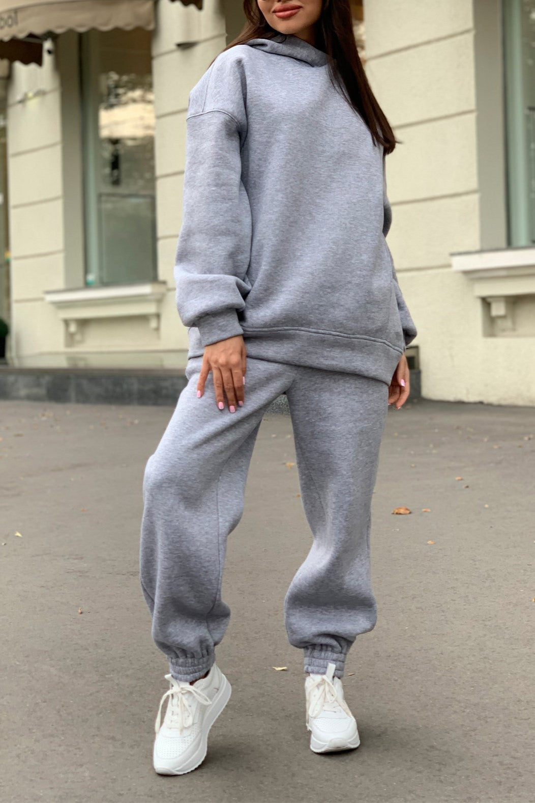 Oversized Hoodie and Jogger Lounge Set - grey