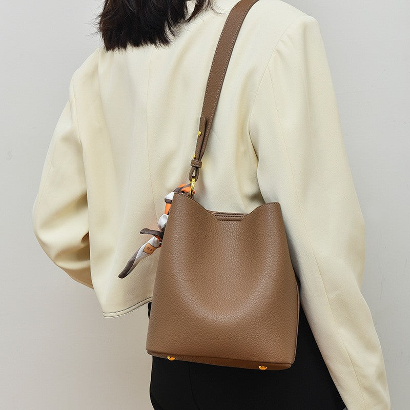 Soft Bucket Bag Set with Pouch and Scarf