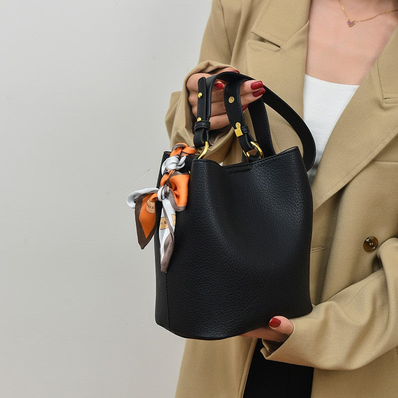 Soft Bucket Bag Set with Pouch and Scarf