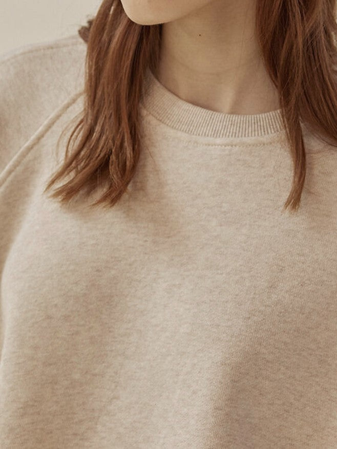 Balloon Sleeve Cropped Crewneck Tee - Oatmeal - 3