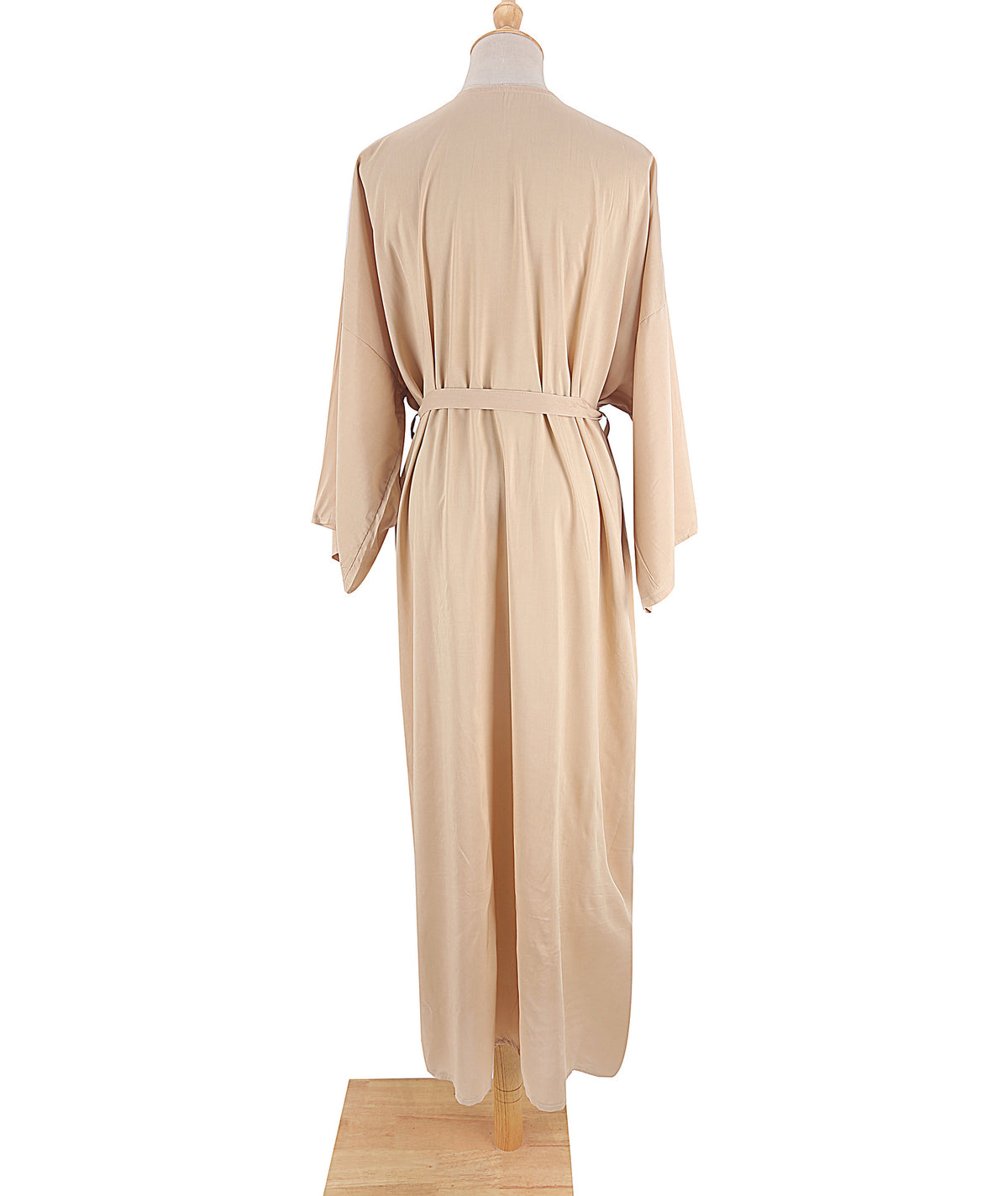 Draped Wide Sleeve Long Beach Robe - Beige - 7