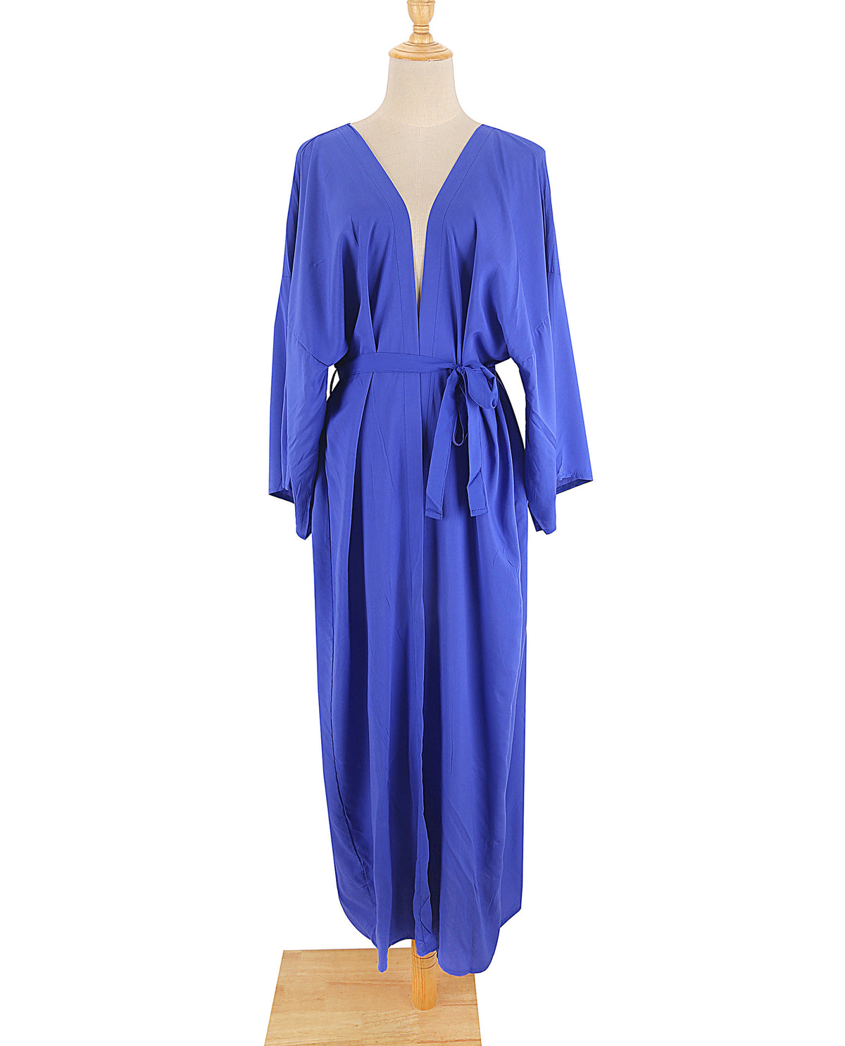 Draped Wide Sleeve Long Beach Robe - Royal - 6