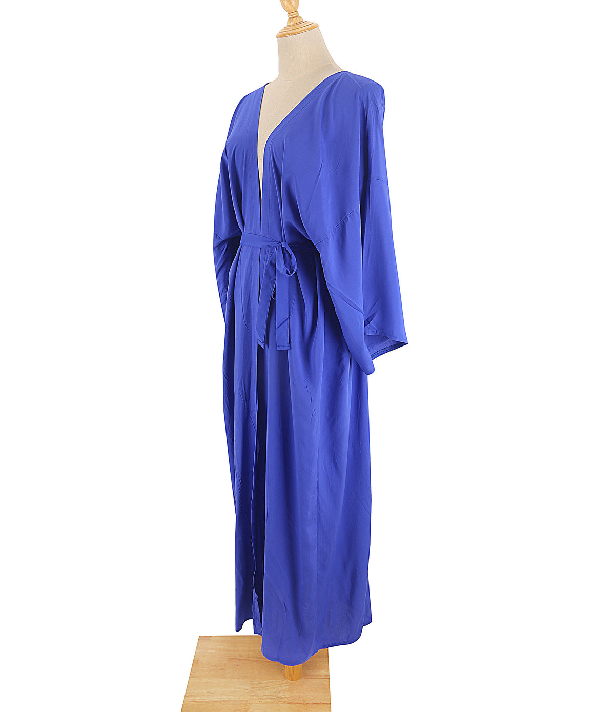 Draped Wide Sleeve Long Beach Robe - Royal - 7