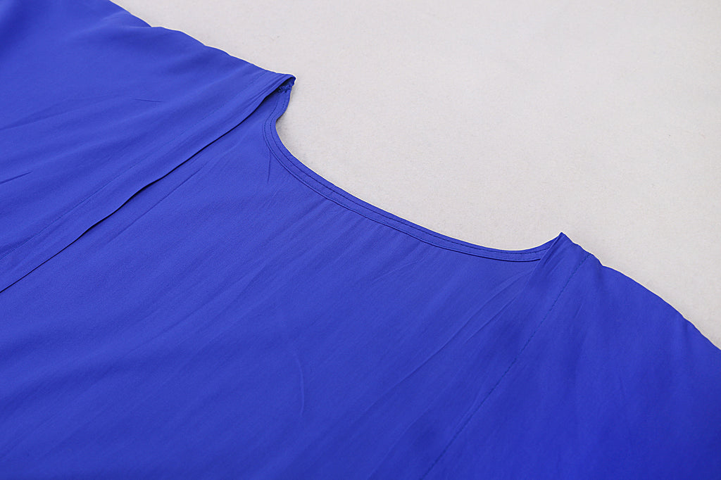 Draped Wide Sleeve Long Beach Robe - Royal - 9