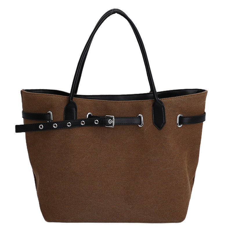Oversized Belted Canvas Tote Bag