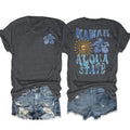 Retro Hawaii Aloha Print Graphic Tee - Greyblack