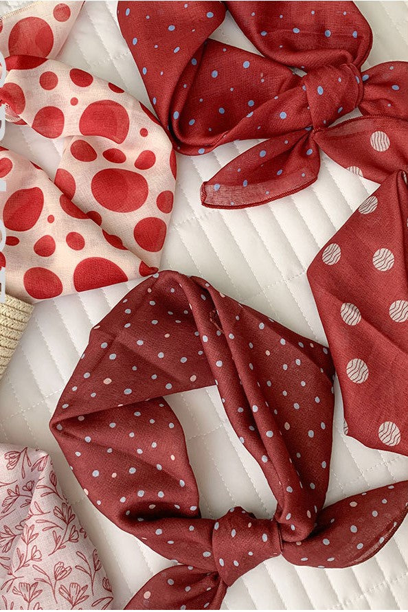 Polka Dot Cherry Print Bandana Scarf - view 3