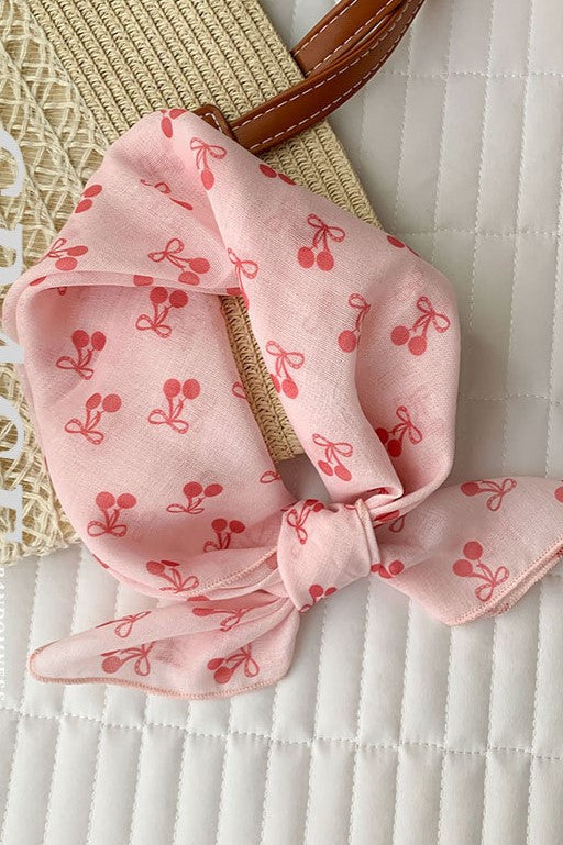 Polka Dot Cherry Print Bandana Scarf - view 4