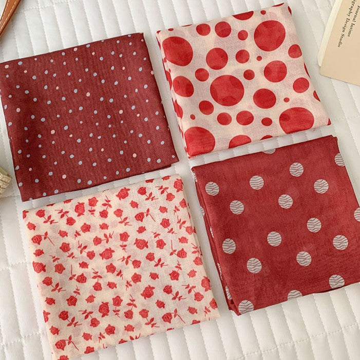 Polka Dot Cherry Print Bandana Scarf - view 5