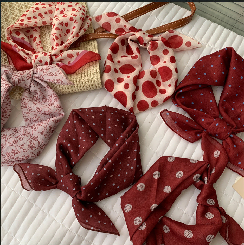 Polka Dot Cherry Print Bandana Scarf - view 6