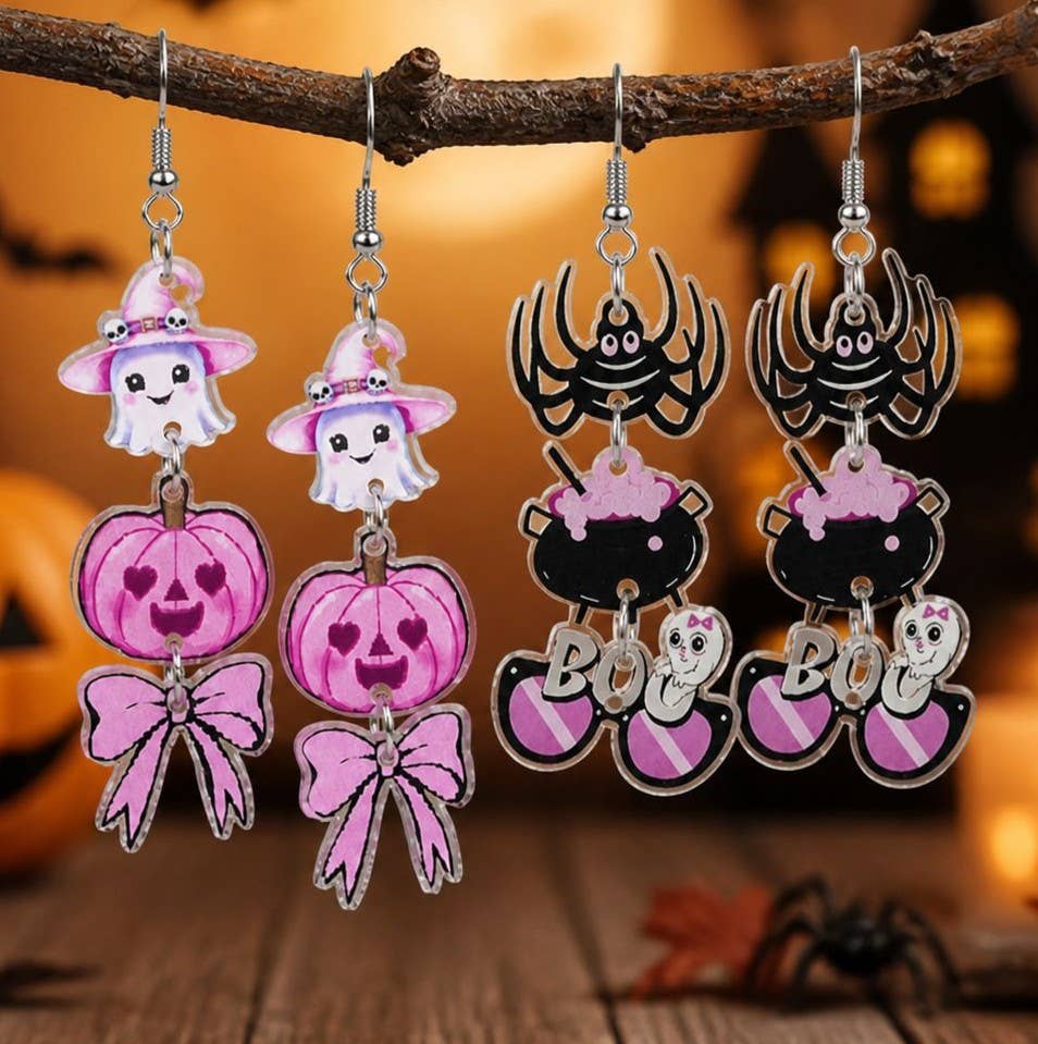 Spooky Halloween Charm Dangle Earrings