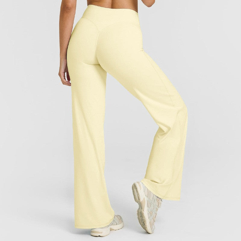 Brushed High Waist Wide Leg Yoga Pants - Butter Yellow
