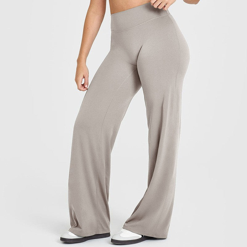Brushed High Waist Wide Leg Yoga Pants - Mink
