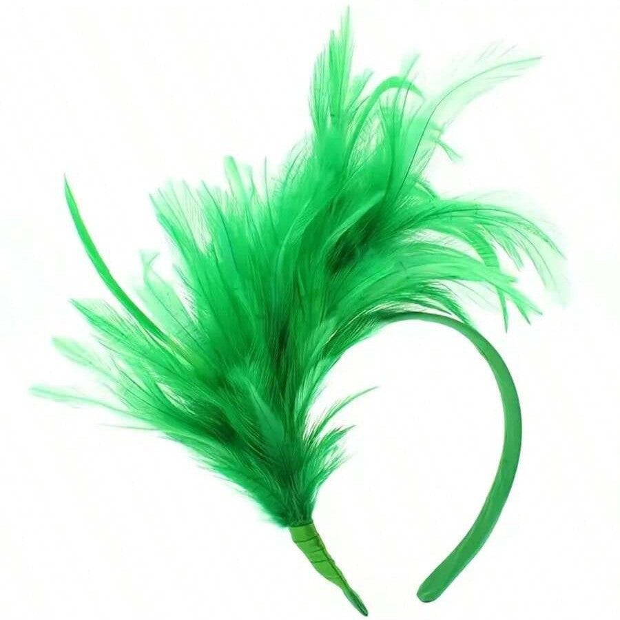 Feather Fascinator Party Headband - Green