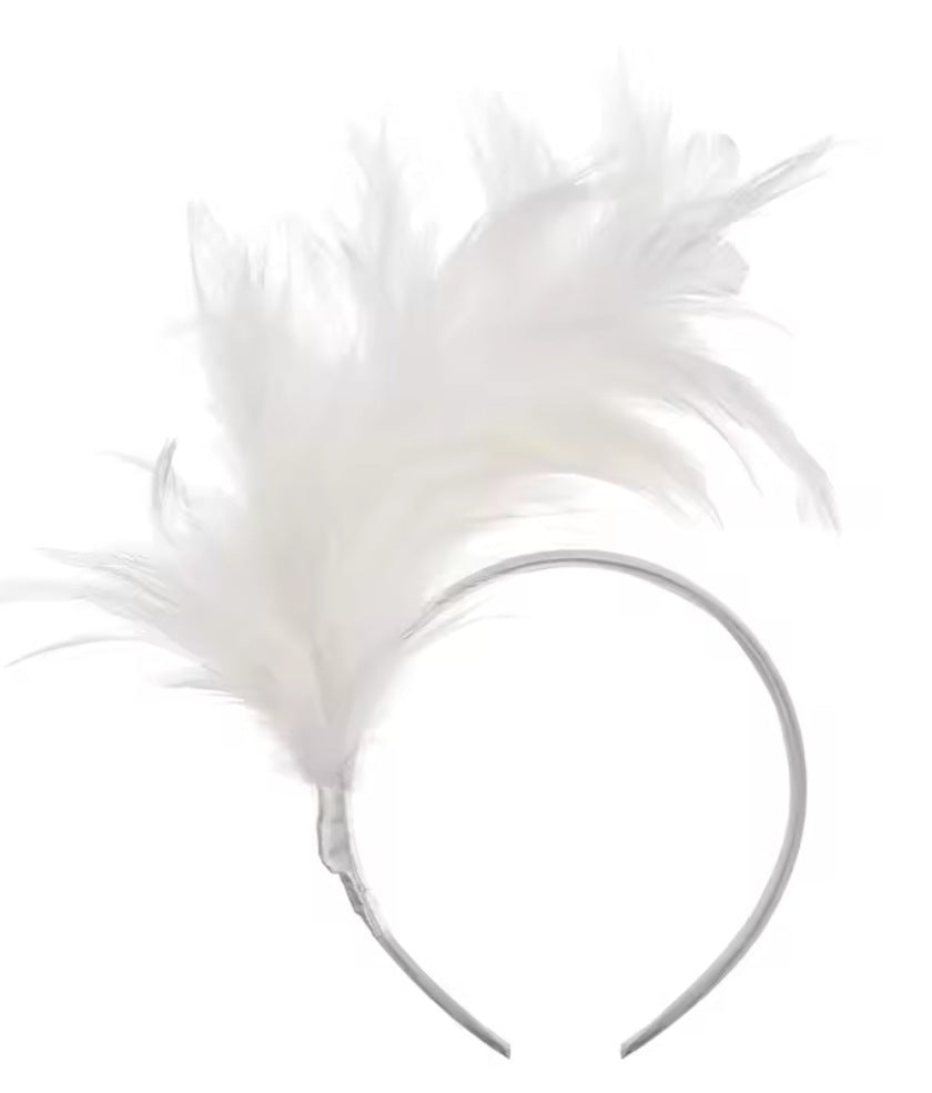 Feather Fascinator Party Headband - White