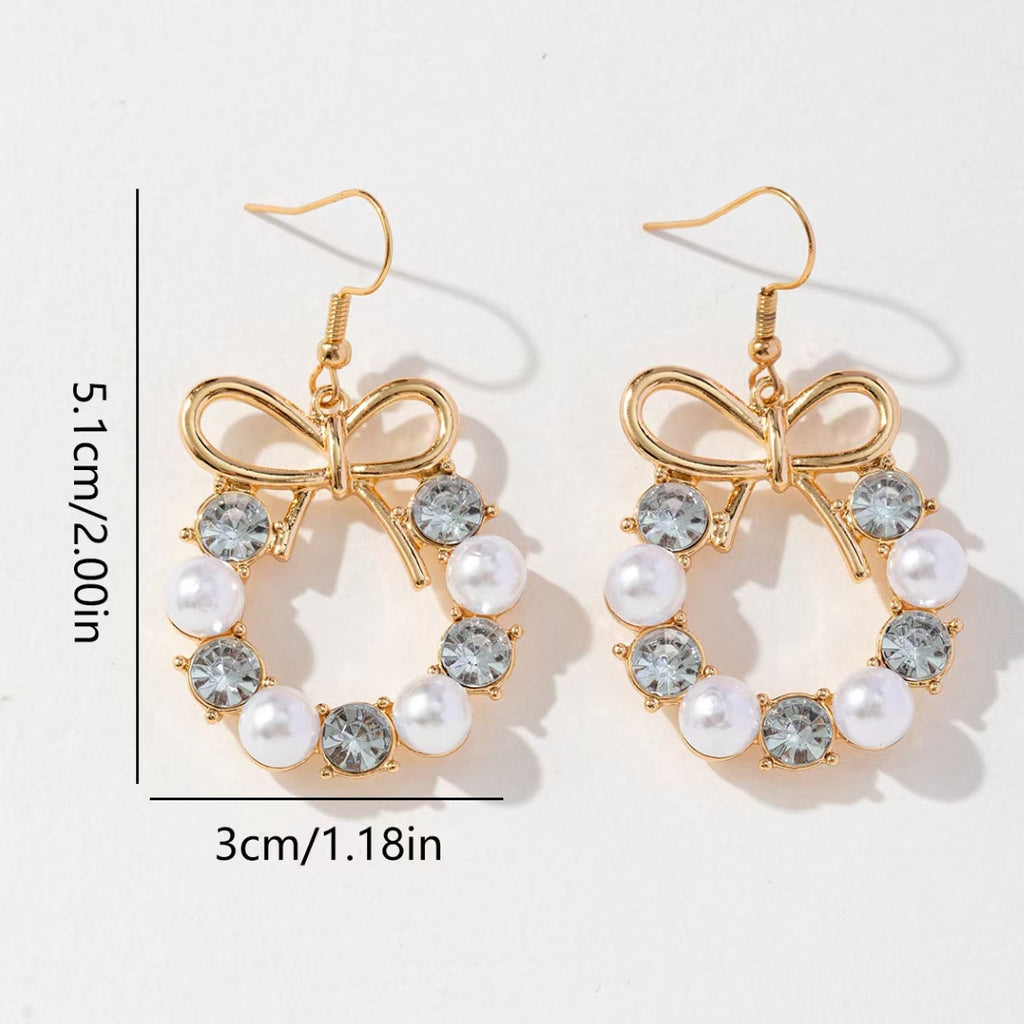 Pearl and Crystal Bow Wreath Earrings - view 2