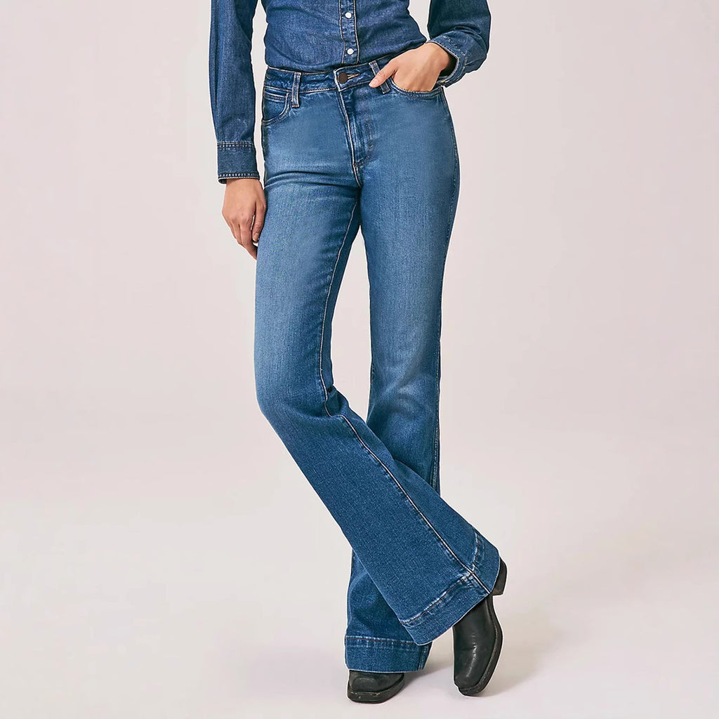 Stretch Denim Flare Leg Pants - view 1