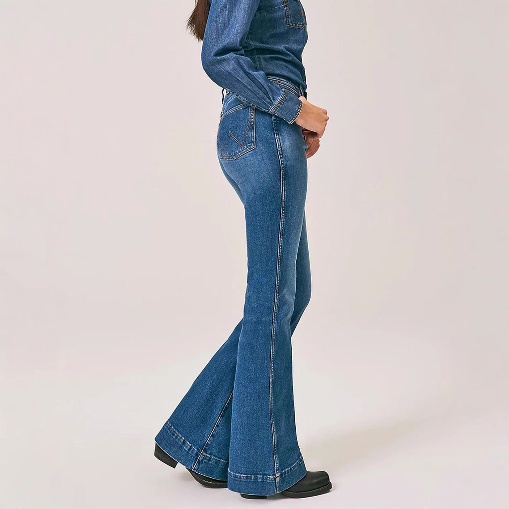 Stretch Denim Flare Leg Pants - view 2