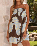 Tie Strap Babydoll Swing Mini Dress - Flower