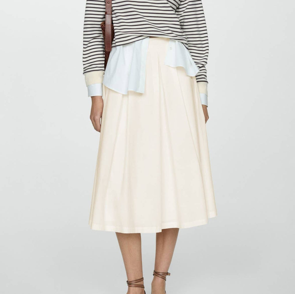 High Waist Pleated Full Midi Skirt