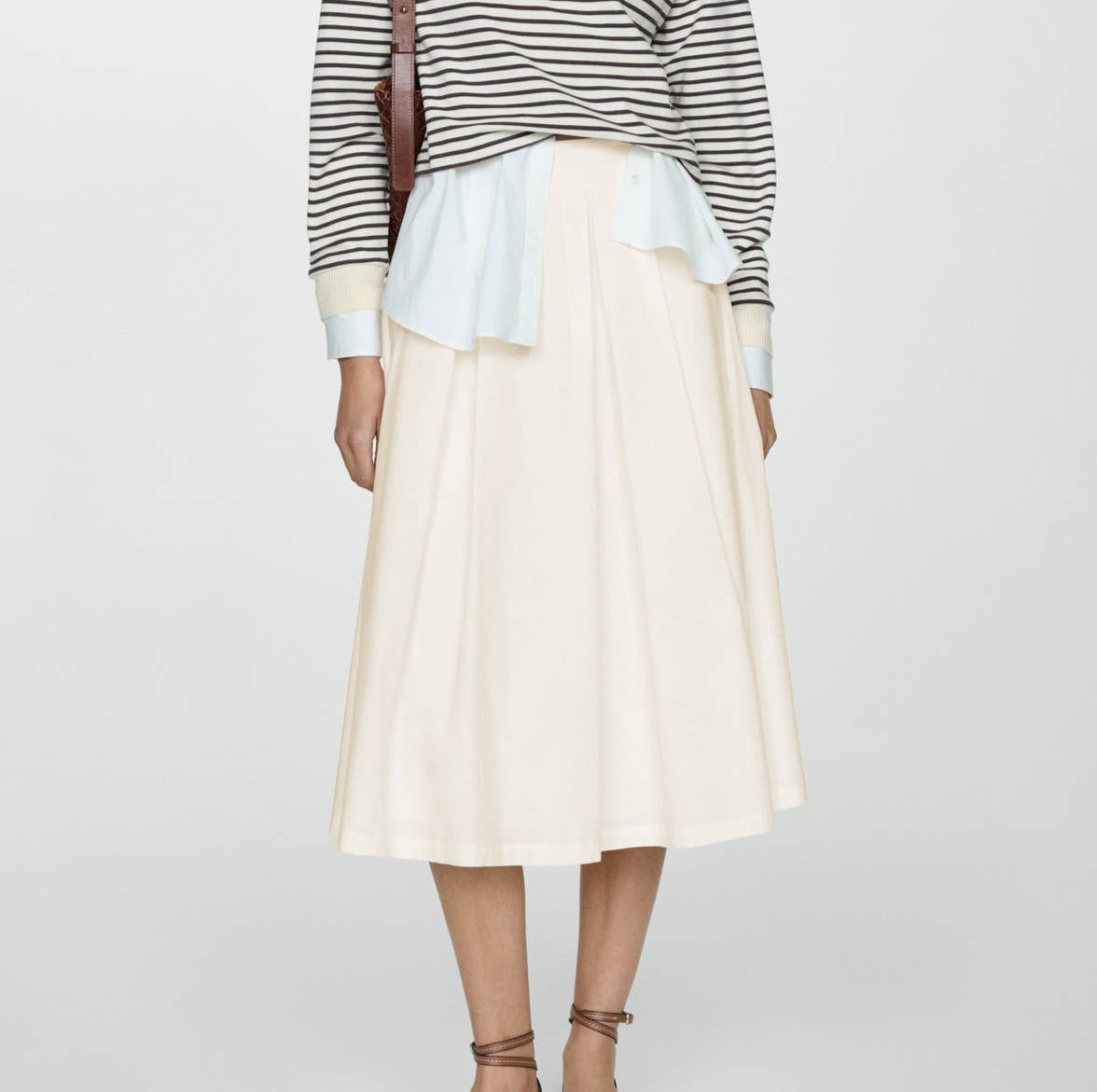 High Waist Pleated Full Midi Skirt