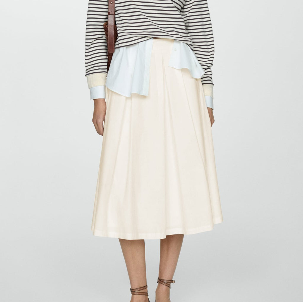 High Waist Pleated Full Midi Skirt - view 1