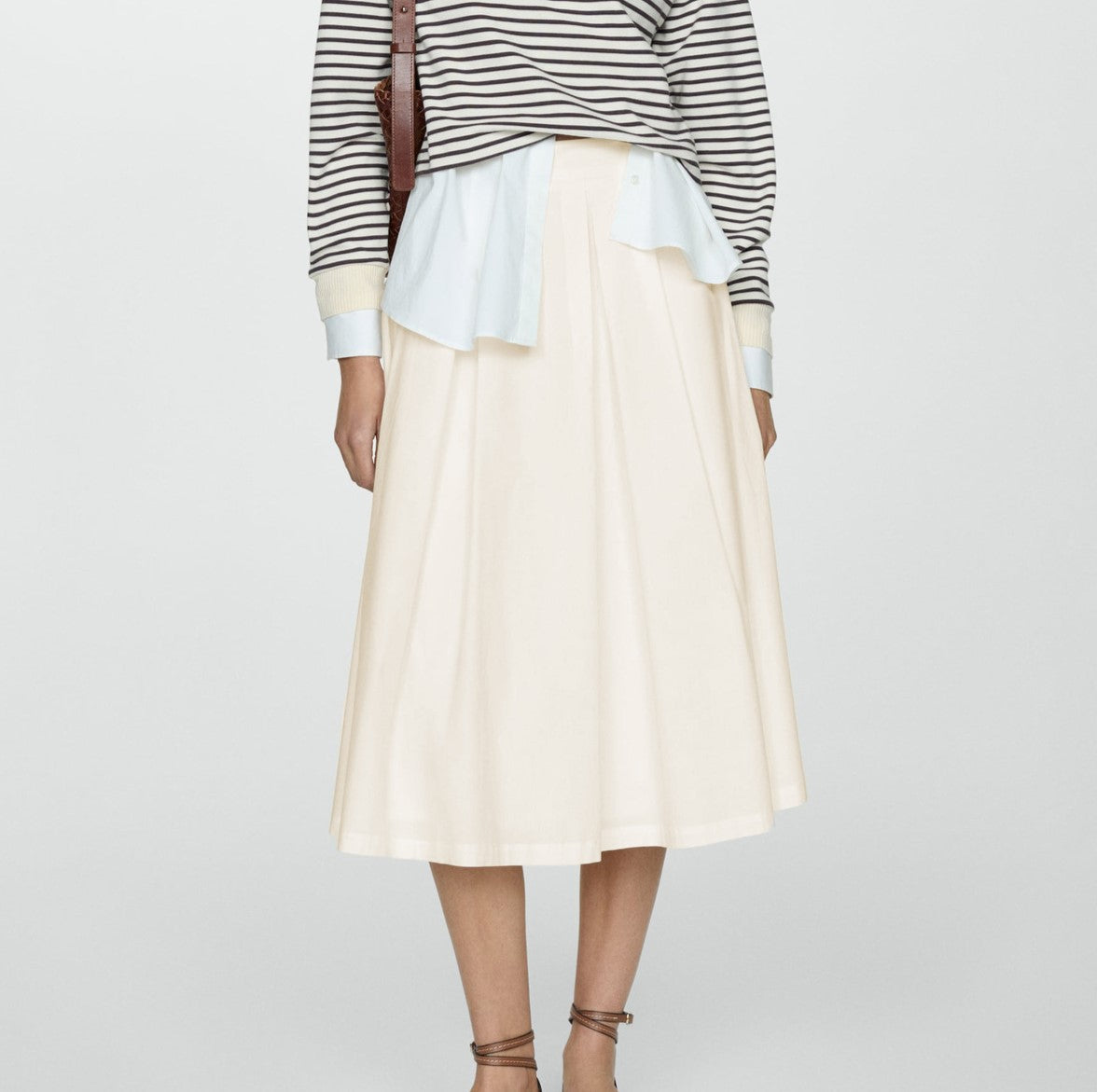 High Waist Pleated Full Midi Skirt - view 1