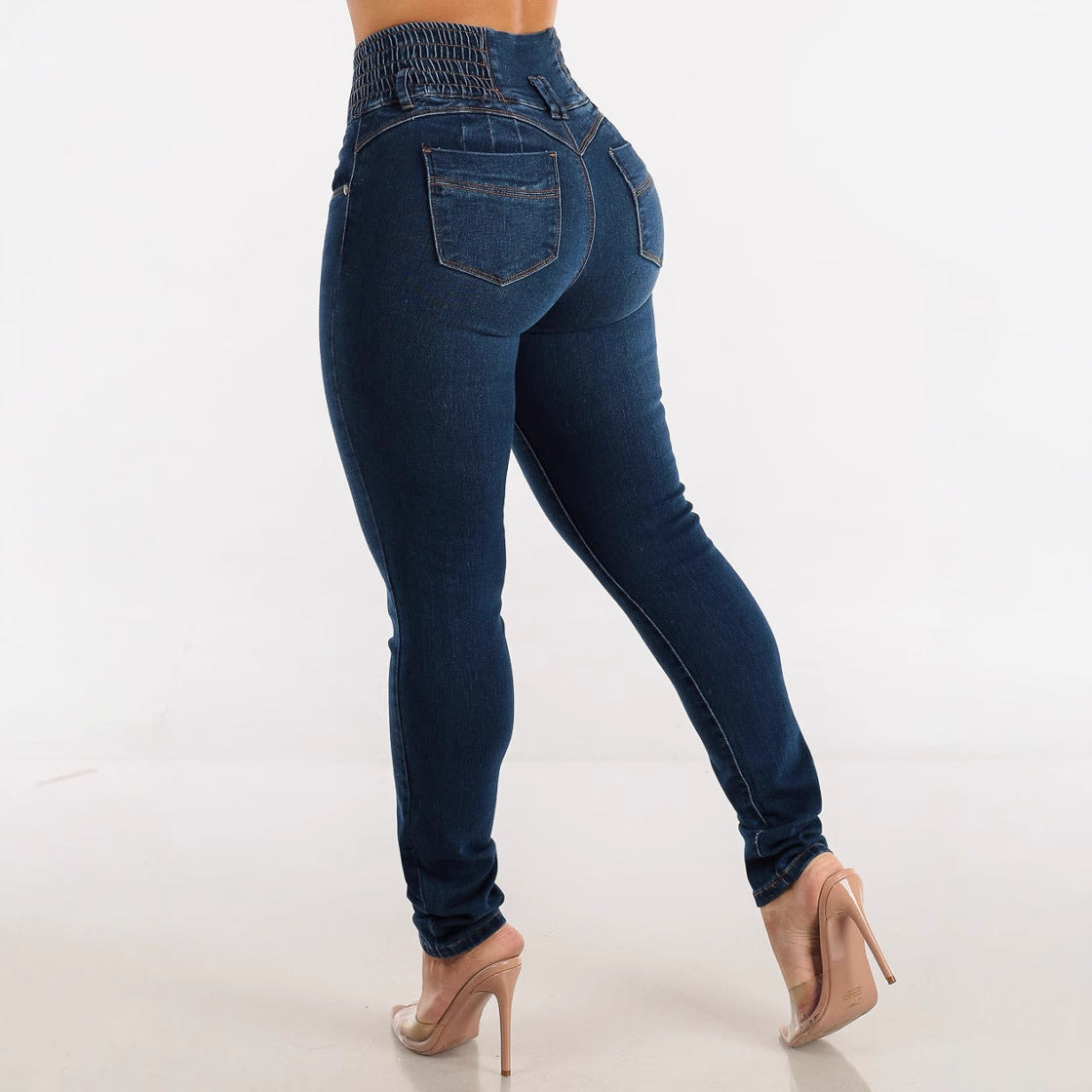 High Waist Stacked Button Skinny Jeans - view 1