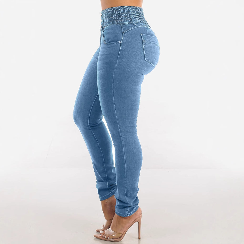 High Waist Stacked Button Skinny Jeans - view 2