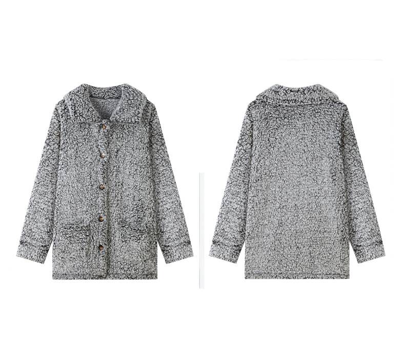 Marled Sherpa Button Front Longline Coat - black - 2