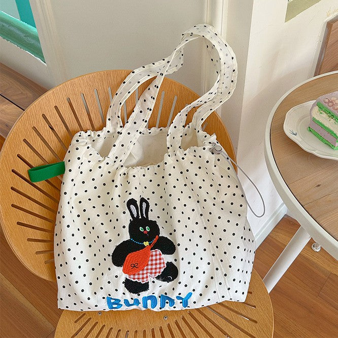 Animal Patch Polka Dot Canvas Tote Bag - Color_2