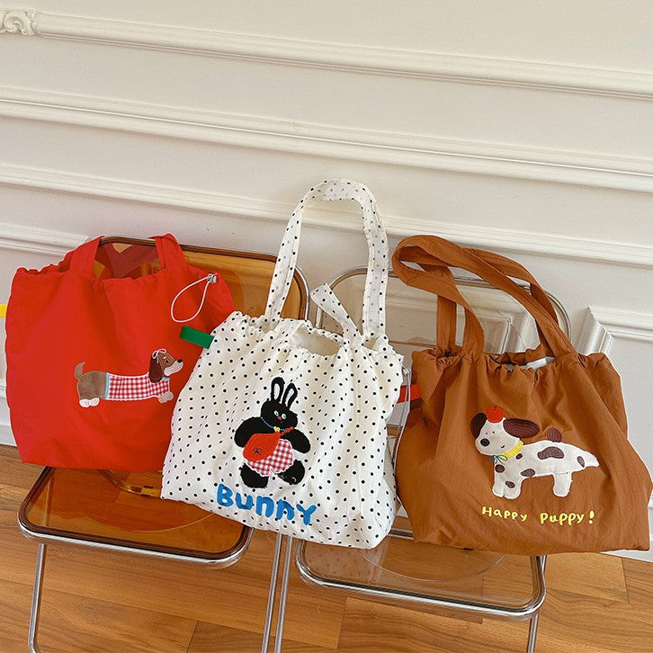 Animal Patch Polka Dot Canvas Tote Bag