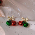 Jingle Bell Bow Drop Earrings - Bell