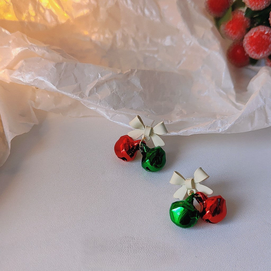 Jingle Bell Bow Drop Earrings - Bell - 2