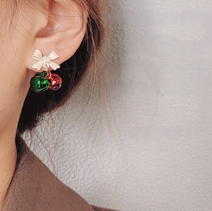 Jingle Bell Bow Drop Earrings