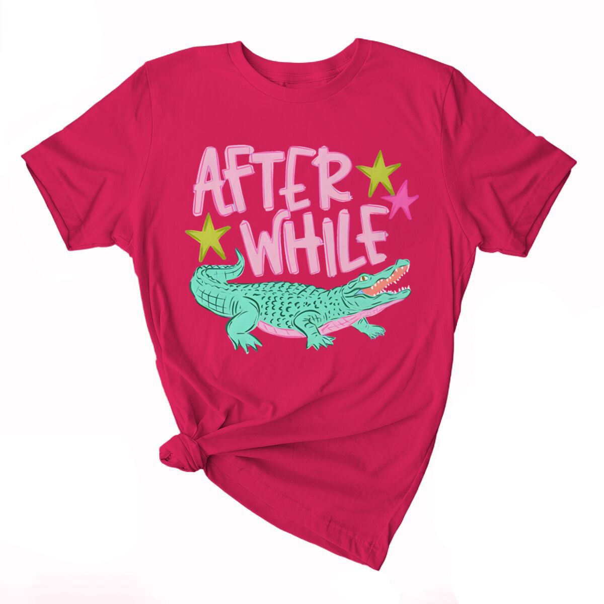 Smiling Alligator Preppy Cotton Graphic Tee - Rosered