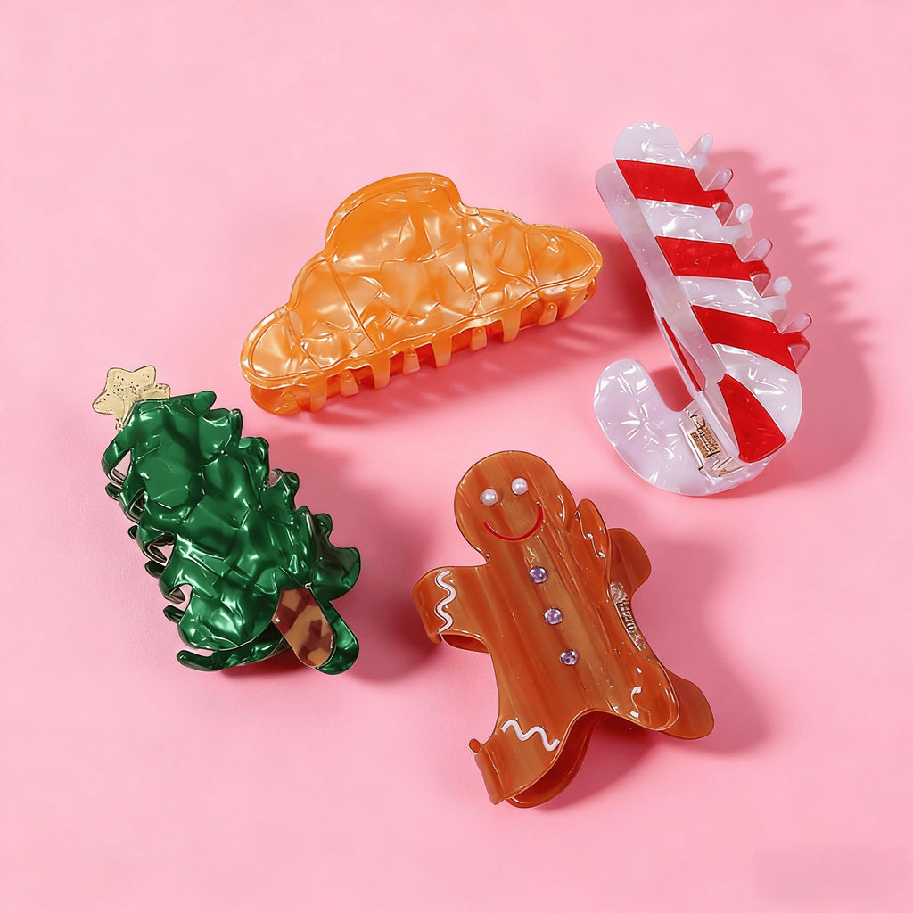 Holiday Candy Cane and Cookie Claw Clips