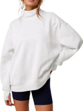 Oversized Mock Neck Drop Shoulder Sweatshirt - White