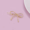 Openwork Wire Bow Barrette Clip - Gold