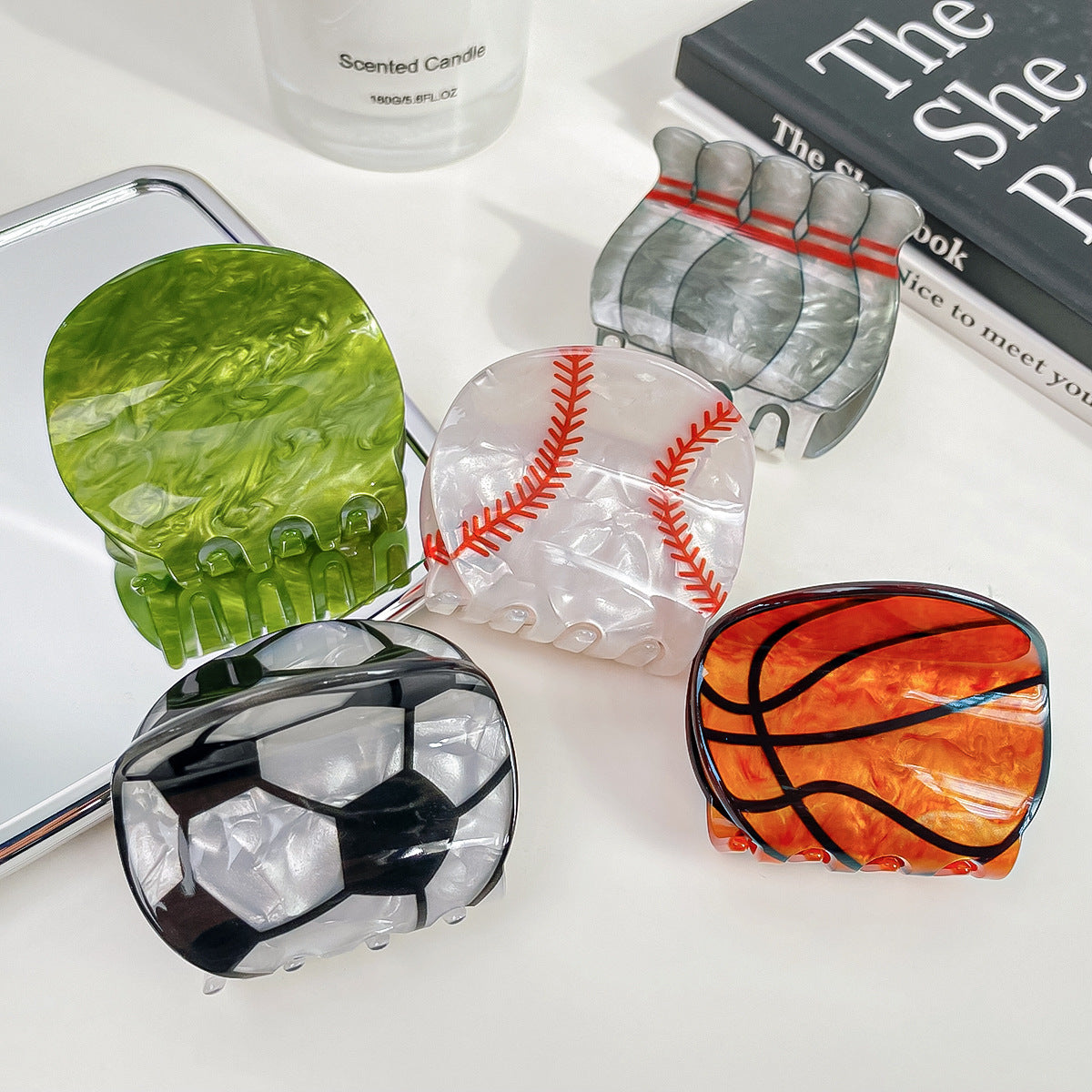 Sports Ball Acetate Claw Hair Clip