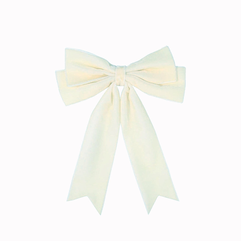 Oversized Velvet Bow Barrette Hair Clip - White